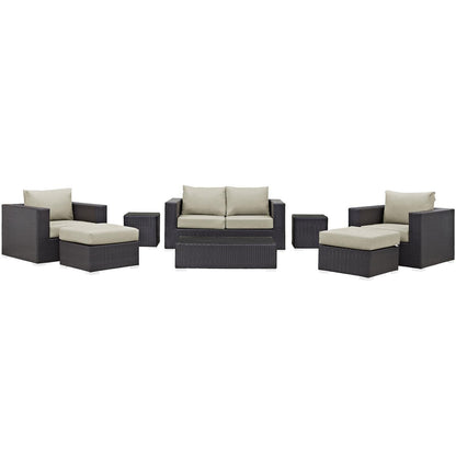 kitchen and dining room sets | CasaFoyer Convene Outdoor Sectional Set | Synthetic Rattan | Aluminum Frame | All-Weather Cushions | 8 Piece Patio Sofa Set | casafoyer.myshopify.com