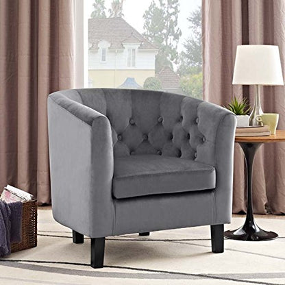 home office desk chairs | CasaFoyer Timeless Elegance | Modern Aesthetic | Prospect Armchair in Gray Velvet | Button Tufting | Graceful Curves | Espresso Stained Wood Legs | Comfortable Foam Padding | casafoyer.myshopify.com