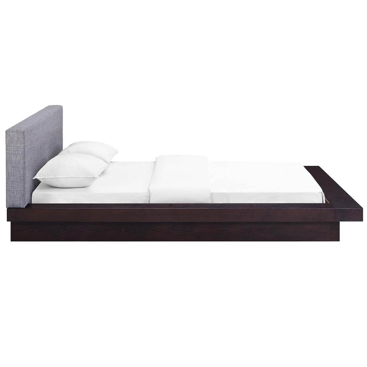 bed frames | CasaFoyer Freja Queen Platform Bed | Sleek Modern Design | Cappuccino Veneer | Upholstered Headboard | Slatted Support System | Stable & Versatile | Mattress not included | casafoyer.myshopify.com