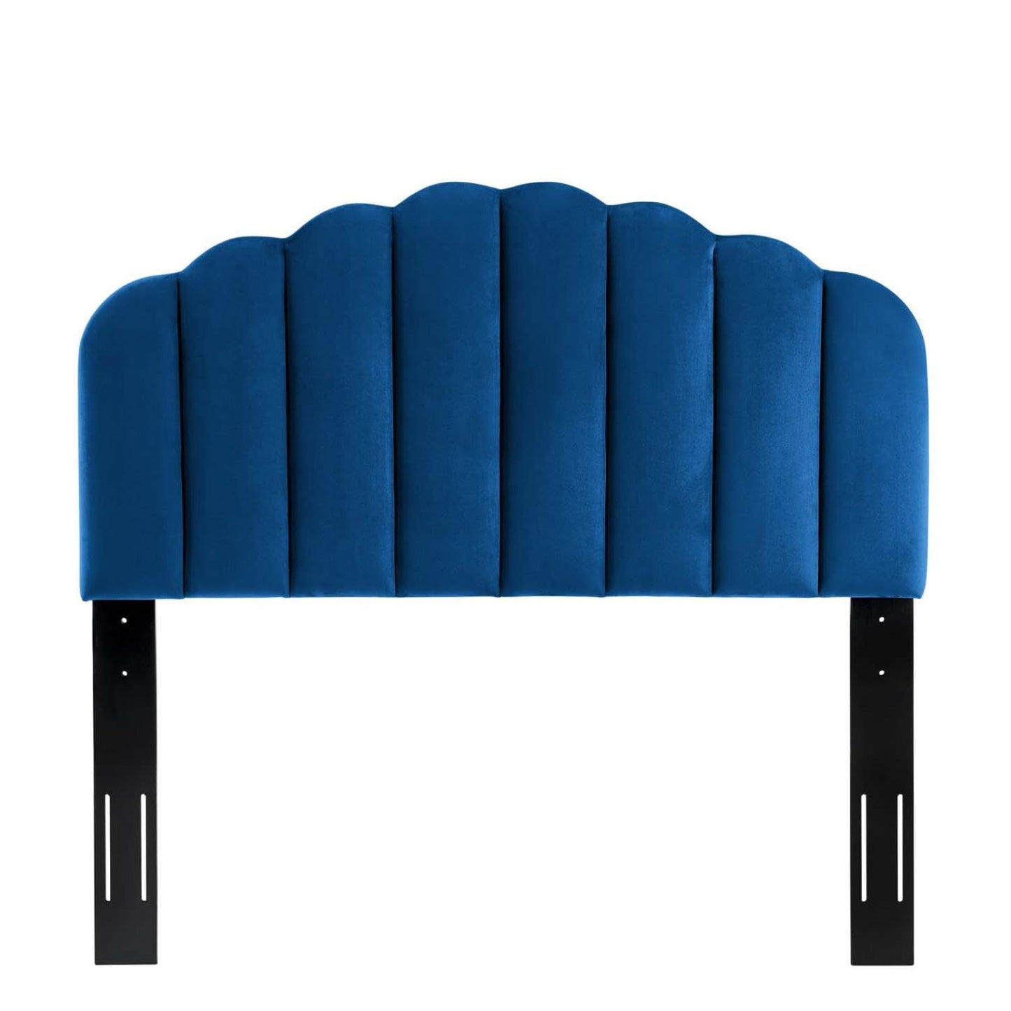 headboards | CasaFoyer Veronique Channel Tufted Scalloped Performance Velvet Full/Queen Headboard | Navy | casafoyer.myshopify.com