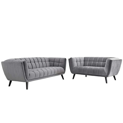 kitchen and dining room sets | CasaFoyer Bestow Performance Velvet Living Room Set | Wide Profile | Stain-Resistant | Button Tufting | Black Legs | Sofa & Loveseat | Gray | casafoyer.myshopify.com