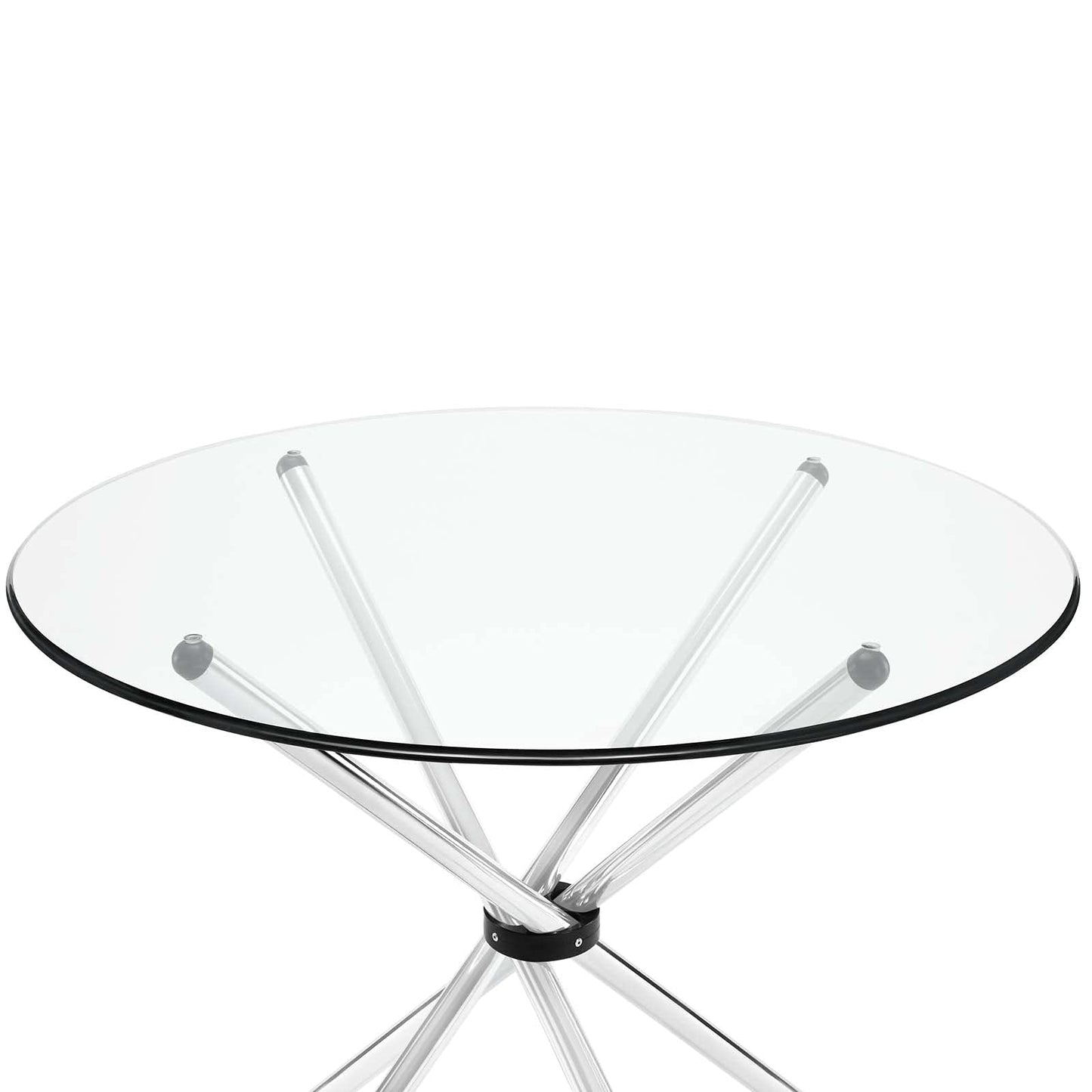 Dining Table | Modern Baton Dining Table | Tempered Glass Top | Unique Baton Base | Chrome Plated Tubular Base | Scratch-Resistant | Contemporary Makeover | casafoyer.myshopify.com