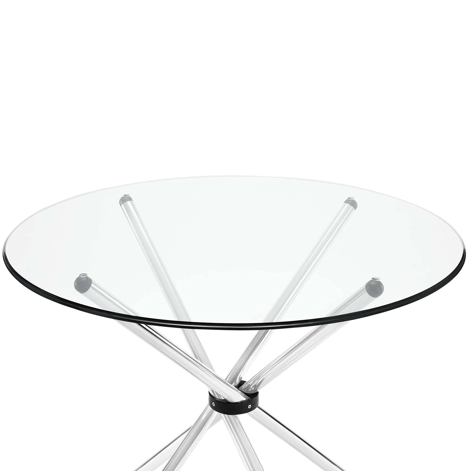 Dining Table | Modern Baton Dining Table | Tempered Glass Top | Unique Baton Base | Chrome Plated Tubular Base | Scratch-Resistant | Contemporary Makeover | casafoyer.myshopify.com