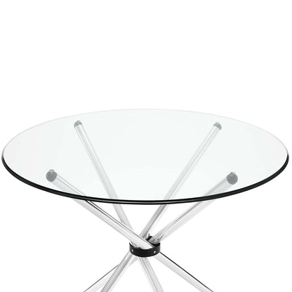 Dining Table | Modern Baton Dining Table | Tempered Glass Top | Unique Baton Base | Chrome Plated Tubular Base | Scratch-Resistant | Contemporary Makeover | casafoyer.myshopify.com