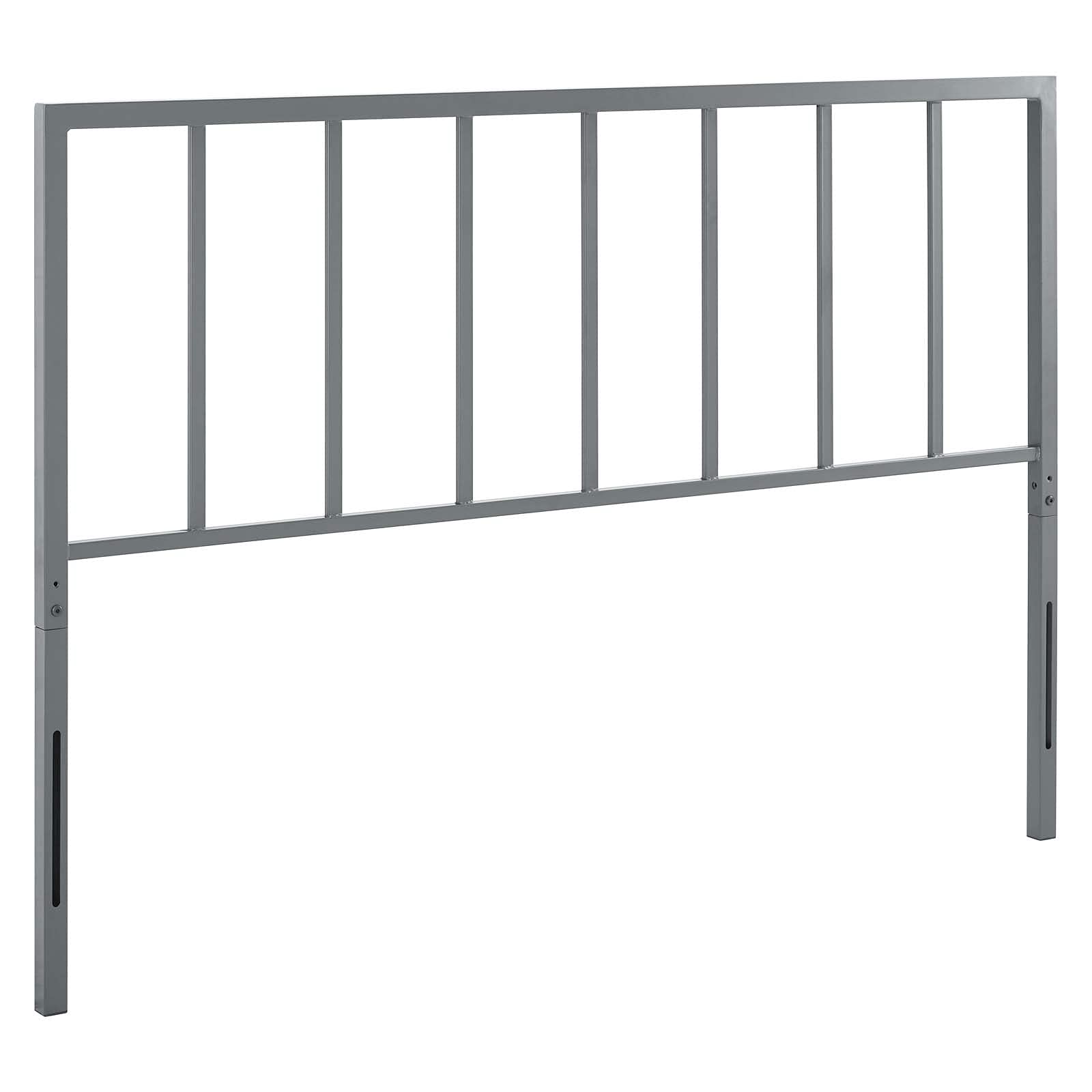 Bed | CasaFoyer Tatum Metal King Headboard | Stylish Silhouette | Squared Lines | Spindle Detail | Durable Iron Construction | Powder Coated Finish | Height-Adjustable | Compatible with Most King Beds | Assembly Required | casafoyer.myshopify.com