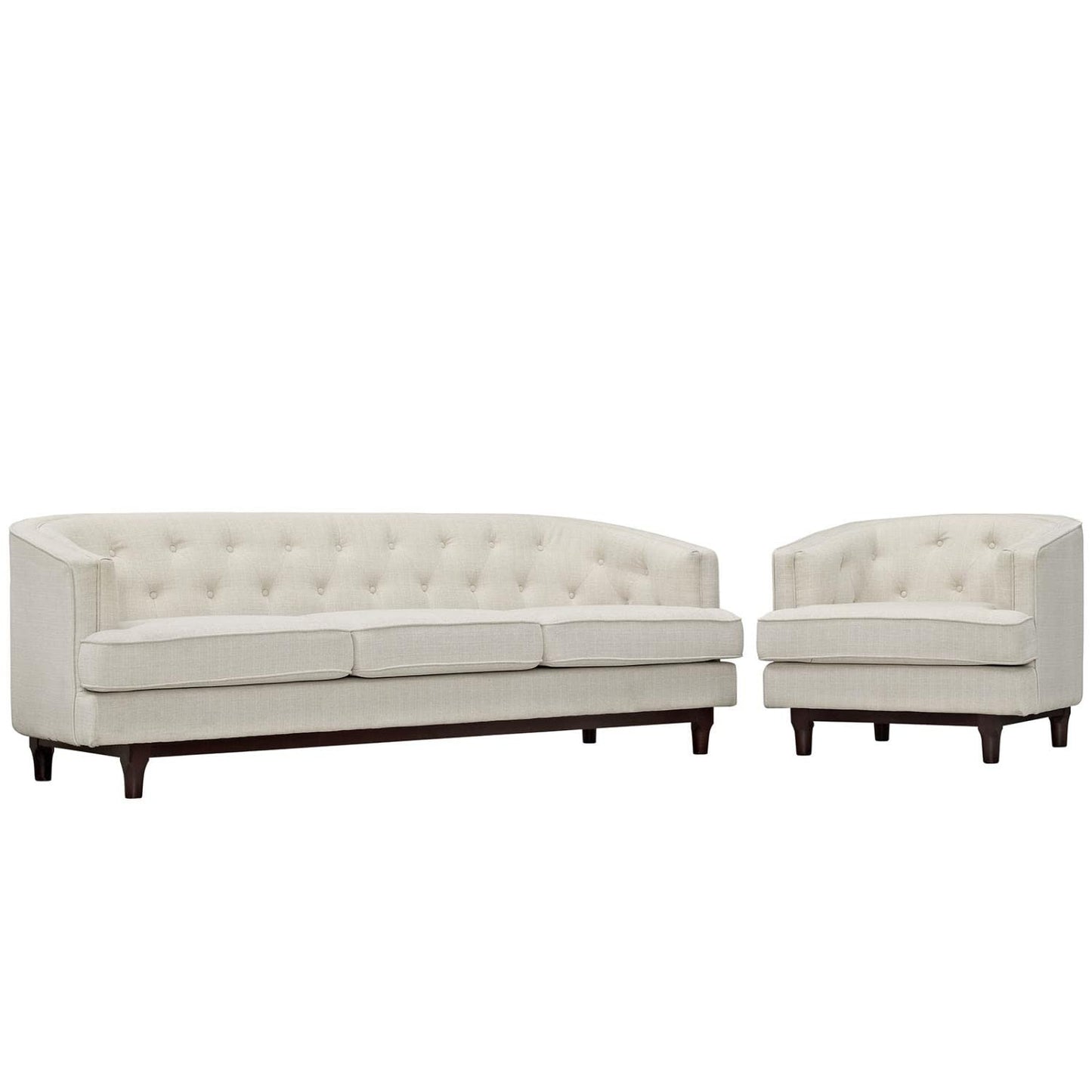 kitchen and dining room sets | CasaFoyer Coast Living Room Set | Mid-Century Style | Deep Button Tufting | Walnut Stained Wood Legs | Removable Seat Covers | Includes Armchair and Sofa | Ideal for Modern Living Rooms | casafoyer.myshopify.com