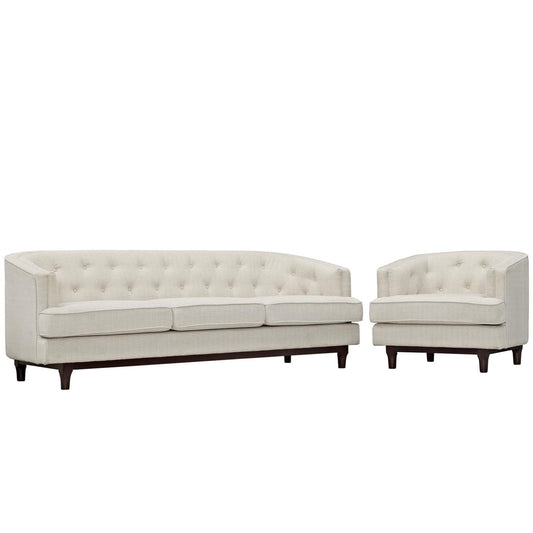 kitchen and dining room sets | CasaFoyer Coast Living Room Set | Mid-Century Style | Deep Button Tufting | Walnut Stained Wood Legs | Removable Seat Covers | Includes Armchair and Sofa | Ideal for Modern Living Rooms | casafoyer.myshopify.com