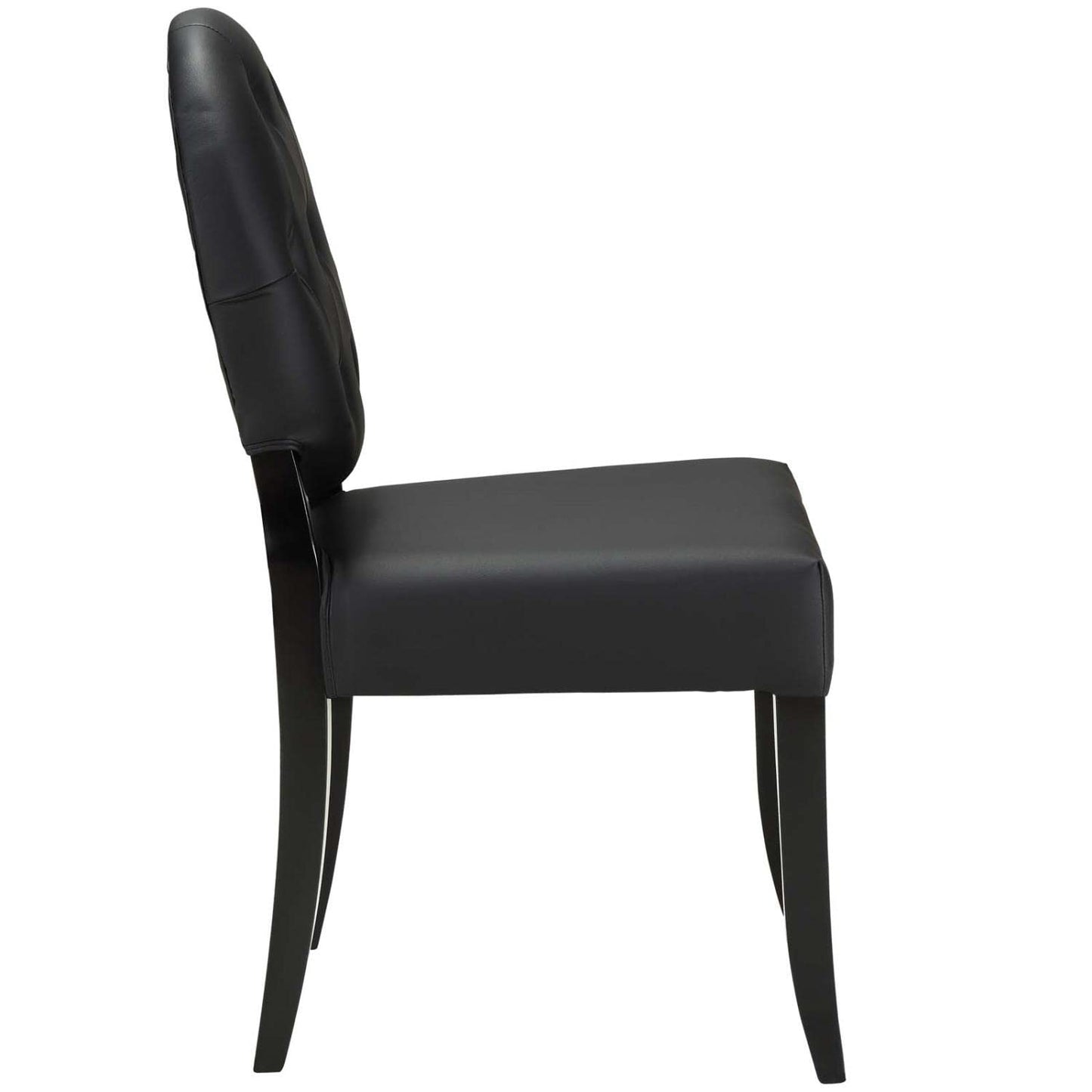 home office desk chairs | CasaFoyer Button Chair Set of 4 | Vinyl Installation for Light & Joy | Padded Black Seating & Legs | Comfortable & Stylish | casafoyer.myshopify.com