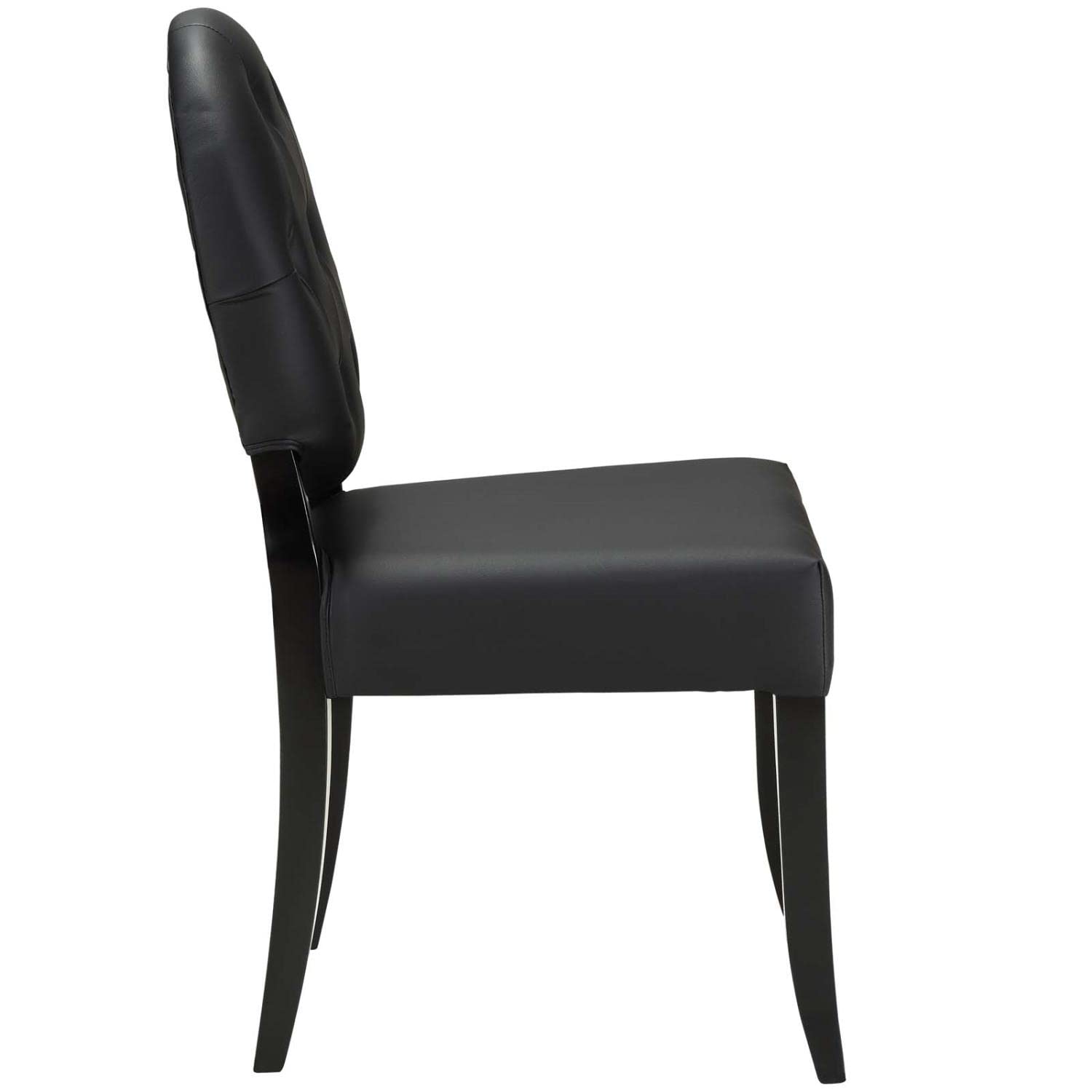 home office desk chairs | CasaFoyer Button Chair Set of 4 | Vinyl Installation for Light & Joy | Padded Black Seating & Legs | Comfortable & Stylish | casafoyer.myshopify.com