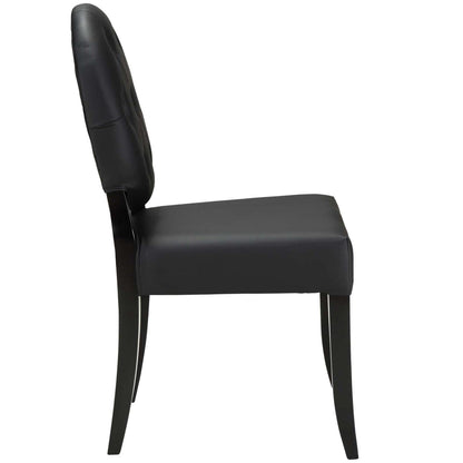 home office desk chairs | CasaFoyer Button Chair Set of 4 | Vinyl Installation for Light & Joy | Padded Black Seating & Legs | Comfortable & Stylish | casafoyer.myshopify.com