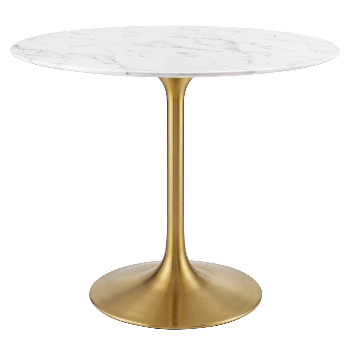 patio dining tables | CasaFoyer Lippa 36 Round Dining Table | Timeless Modern Design | Artificial Marble Top | Tapered Metal Base | Scratch & Chip Resistant | Gold White | casafoyer.myshopify.com