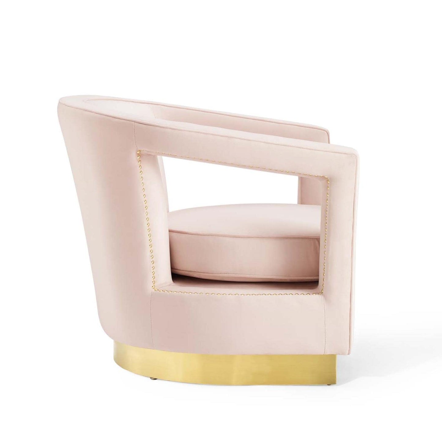 home office desk chairs | CasaFoyer Frolick Performance Velvet Accent Lounge Armchair | Stain-Resistant Upholstery | Gold Nailhead Trim | Matte Gold Stainless Steel Base | 300 lbs Weight Capacity | casafoyer.myshopify.com