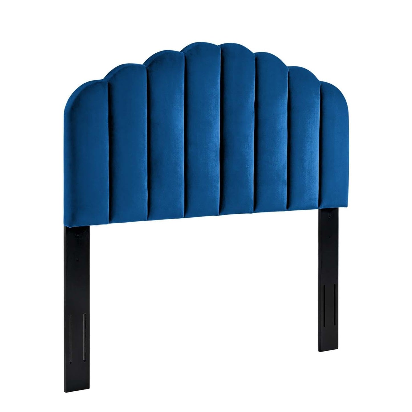 headboards | CasaFoyer Veronique Channel Tufted Scalloped Performance Velvet Full/Queen Headboard | Navy | casafoyer.myshopify.com