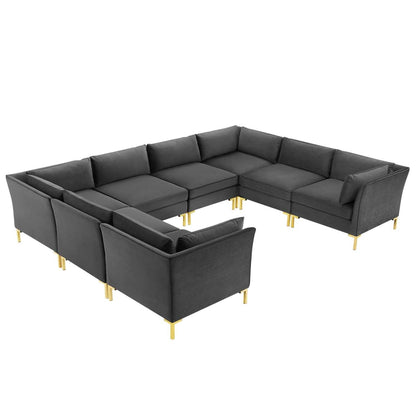 sofas | CasaFoyer Ardent Performance Velvet 8-Piece Sectional Sofa | Vintage Modern Glam Deco Style | Plush Velvet Texture | French Piping | Versatile Configurations | Stain-Resistant | Dense Foam Padding | Gold Metal Legs | 440 lbs Weight Capacity | casafoyer.myshopify.com