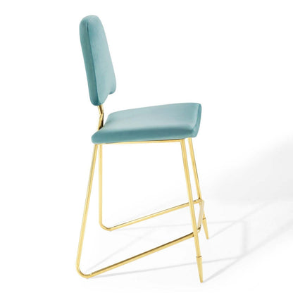 barstools | CasaFoyer Ponder Upholstered Performance Velvet Dining Room Bar Stool | Comfortable | Stain-Resistant | Gold Stainless Steel Base | Contemporary Design | casafoyer.myshopify.com