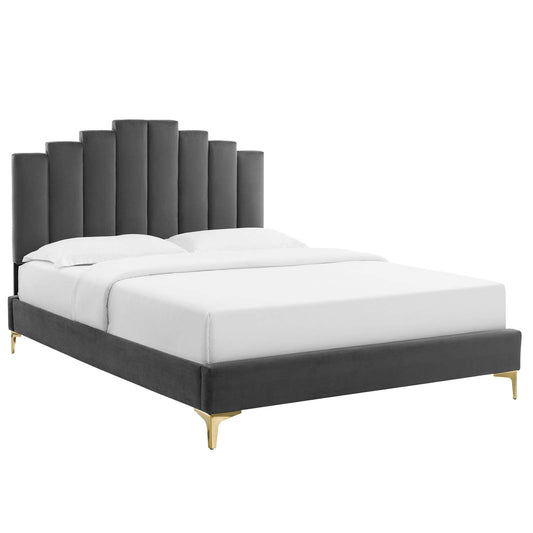 adjustable bed bases | CasaFoyer Elise Performance Velvet Full Platform Bed | Art Deco Style | Channel Tufted Headboard | Gold Metal Legs | Stain-Resistant Velvet | Dense Foam Padding | Supports Various Mattress Types | Easy Assembly | 800 lb Weight Capacity | casafoyer.myshopify.com