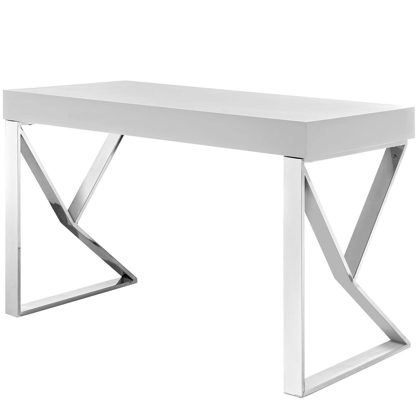home office desks | Ergode Modern Adjacent Desk | High Gloss Veneer Top | Polished Steel Base | Dual Drawers | Contemporary Workspaces | casafoyer.myshopify.com