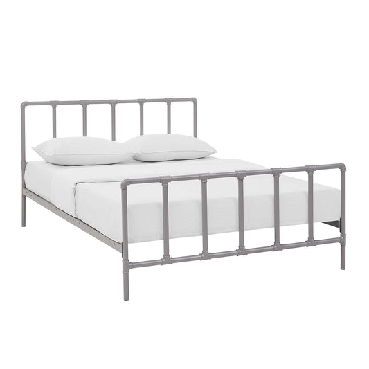 Bed | CasaFoyer Dower Platform Bed Frame | Industrial Vintage Steel | Reinforced Center Beam | Non-Marking Foot Caps | Tranquil & Cozy | Queen Size | casafoyer.myshopify.com