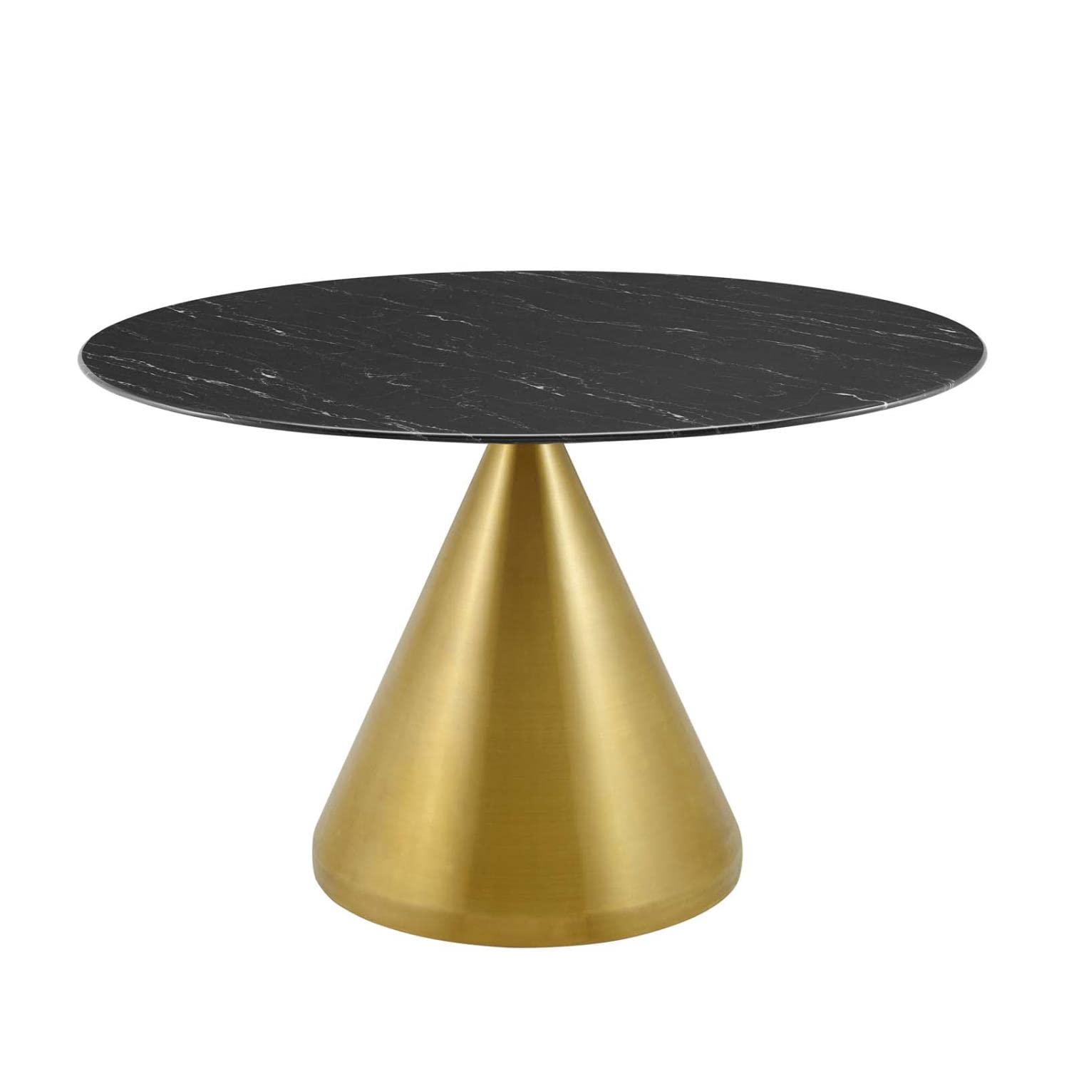patio dining tables | CasaFoyer Tupelo 47 Dining Table | Modern Style | Organic Shape | Polished Gold Metal Base | Artificial Marble Top | Easy to Clean Surface | Non-Marking Ring | casafoyer.myshopify.com