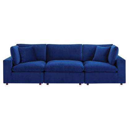sofas | CasaFoyer Commix Overstuffed Performance Velvet Sofa Set | Plush Comfort | Sleek Design | Stain-Resistant | Wooden Frame | Duck Down Cushions | Navy | casafoyer.myshopify.com