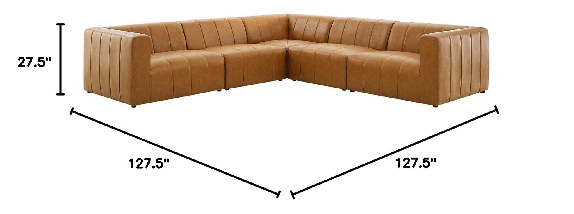 sofas | CasaFoyer Bartlett Vegan Leather 5-Piece Sectional Sofa | Customizable Design | Retro Modern Style | Vegan Leather Upholstery | Dense Foam Padding | Solid Wood Frame | Modular Connectors | Non-Marking Foot Caps | 331 lbs Weight Capacity | casafoyer.myshopify.com
