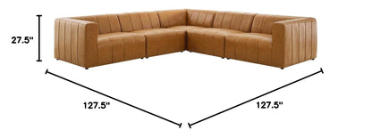 sofas | CasaFoyer Bartlett Vegan Leather 5-Piece Sectional Sofa | Customizable Design | Retro Modern Style | Vegan Leather Upholstery | Dense Foam Padding | Solid Wood Frame | Modular Connectors | Non-Marking Foot Caps | 331 lbs Weight Capacity | casafoyer.myshopify.com