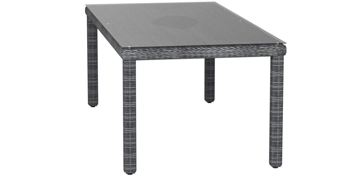 Patio Umbrella | Summon Outdoor Patio 83 Rectangle Dining Table | Two-Tone Synthetic Rattan Weave | UV Protection | Powder-Coated Aluminum Frame | Sleek & Contemporary Design | Ideal for Patio, Backyard, Poolside Gathering | Umbrella Not Included | casafoyer.myshopify.com