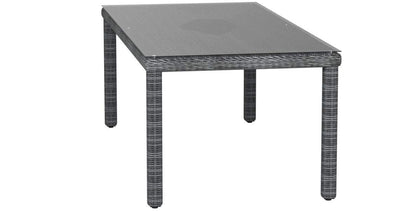 Patio Umbrella | Summon Outdoor Patio 83 Rectangle Dining Table | Two-Tone Synthetic Rattan Weave | UV Protection | Powder-Coated Aluminum Frame | Sleek & Contemporary Design | Ideal for Patio, Backyard, Poolside Gathering | Umbrella Not Included | casafoyer.myshopify.com