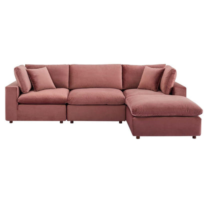 sofas | CasaFoyer Commix Luxurious Sectional Sofa | Comfortable & Stylish | Stain-Resistant Velvet Upholstery | Solid Wood Construction | Foam Padded Cushions | Includes Armless Chair, Ottoman, & Corner Chairs | 331 lbs Weight Capacity | Plastic Foot Glides | casafoyer.myshopify.com