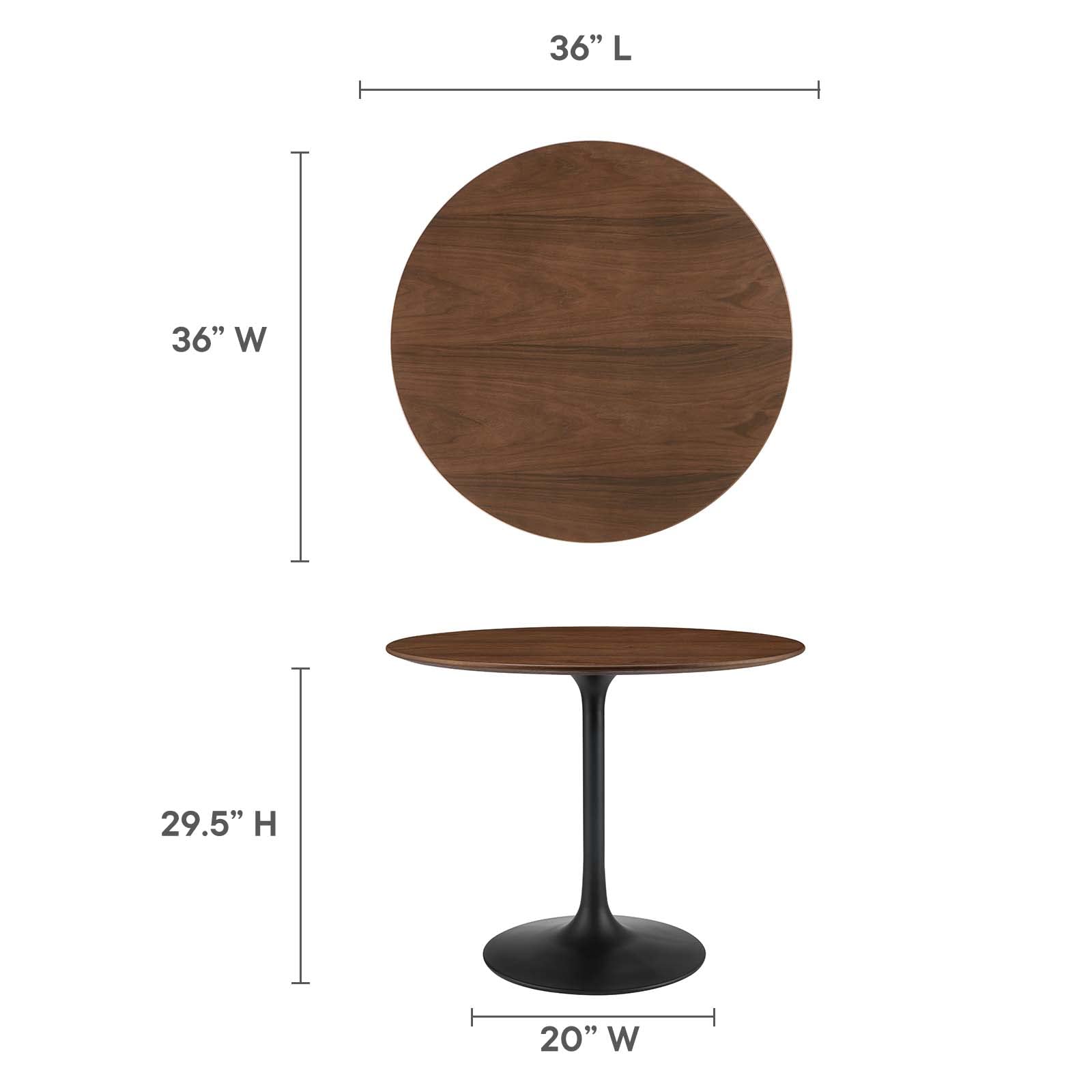 patio dining tables | CasaFoyer Lippa 36 Round Walnut Dining Table | Timeless Modernism | Elegant Form | Chip-Resistant Finish | Tapered Metal Base | casafoyer.myshopify.com