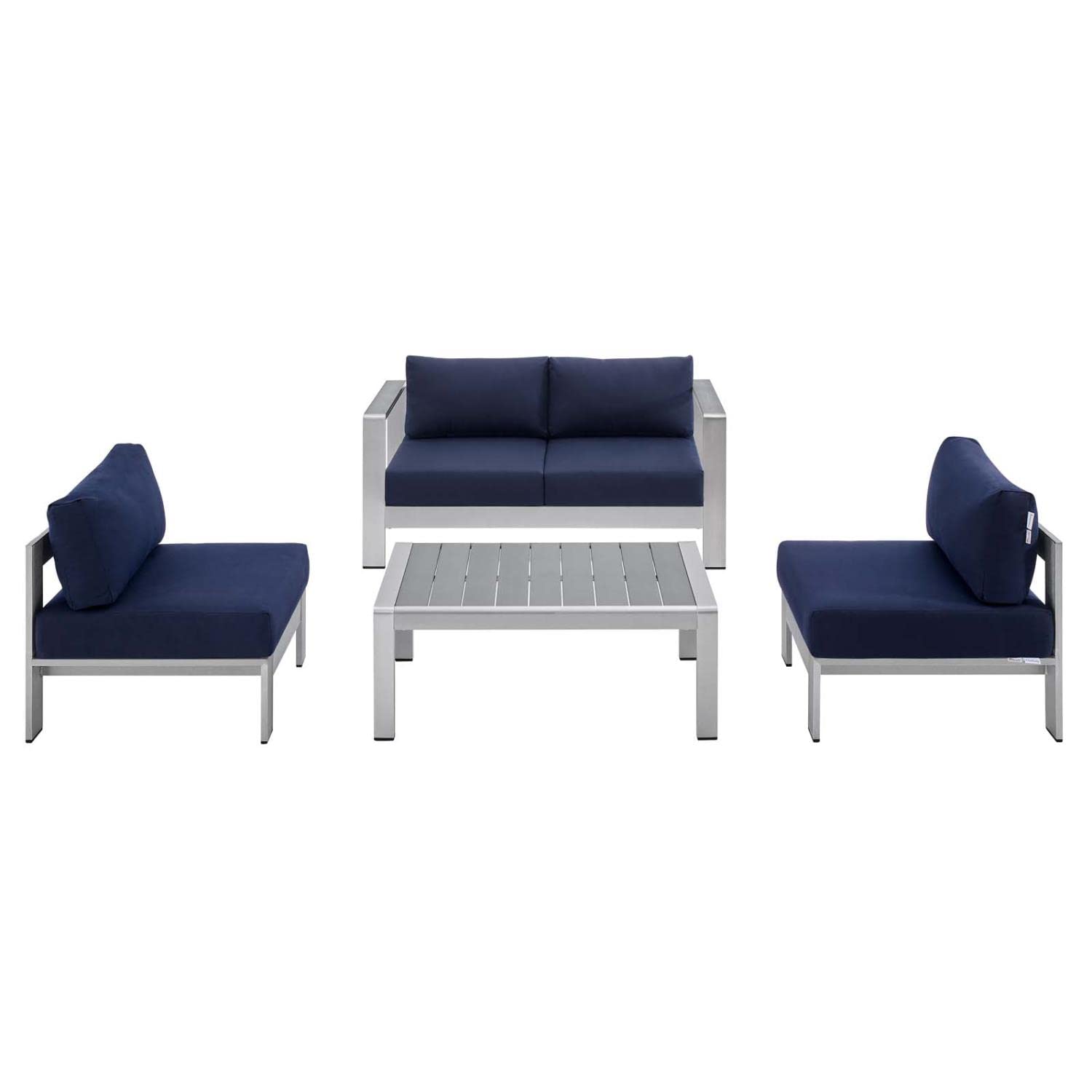 kitchen and dining room sets | CasaFoyer Shore Aluminum 4 Piece Outdoor Patio Furniture Set | Sturdy Anodized Frames | Sunbrella Cushions | Ideal for Casual Gatherings | casafoyer.myshopify.com