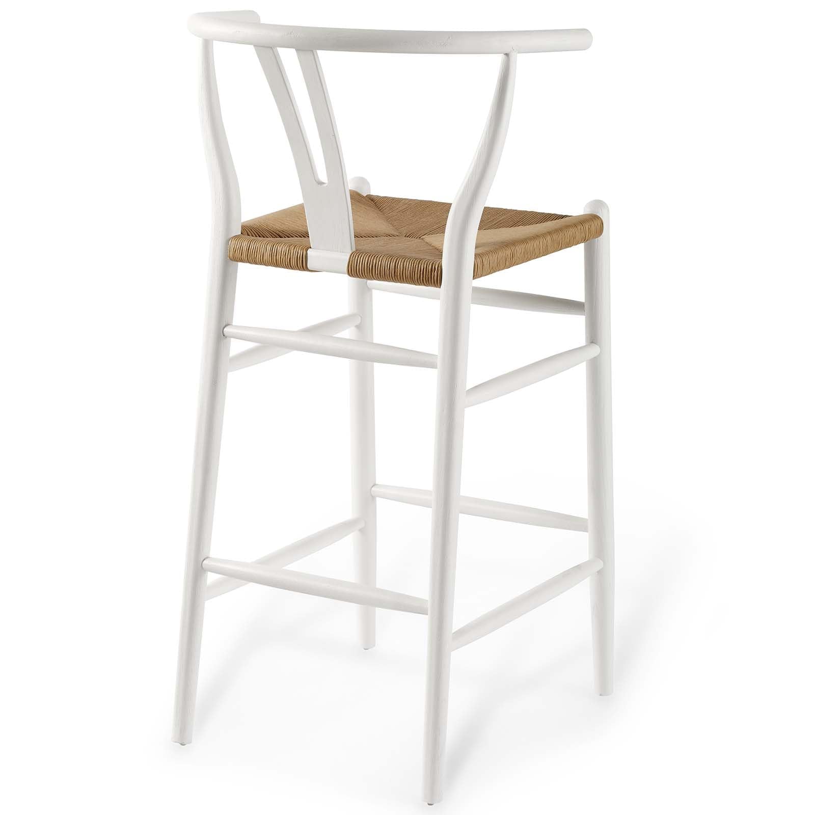 barstools | CasaFoyer Amish Wooden Bar Stool | Rustic Design | Elm Wood Construction | Woven Paper Rope Seat | Fully Assembled | Ideal for Bistros, Bars, Cafes | 331 lbs Weight Capacity | casafoyer.myshopify.com