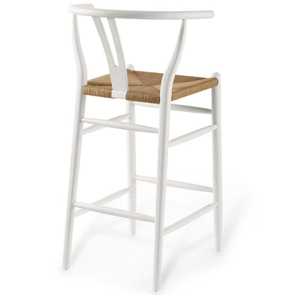 barstools | CasaFoyer Amish Wooden Bar Stool | Rustic Design | Elm Wood Construction | Woven Paper Rope Seat | Fully Assembled | Ideal for Bistros, Bars, Cafes | 331 lbs Weight Capacity | casafoyer.myshopify.com