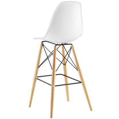 barstools | CasaFoyer Wood Pyramid Dining Side Bar Stool | Set of 4 - Timeless Design | Molded Plastic Top | Solid Wood Legs | Foot Caps | Ideal for Bar Seating | casafoyer.myshopify.com