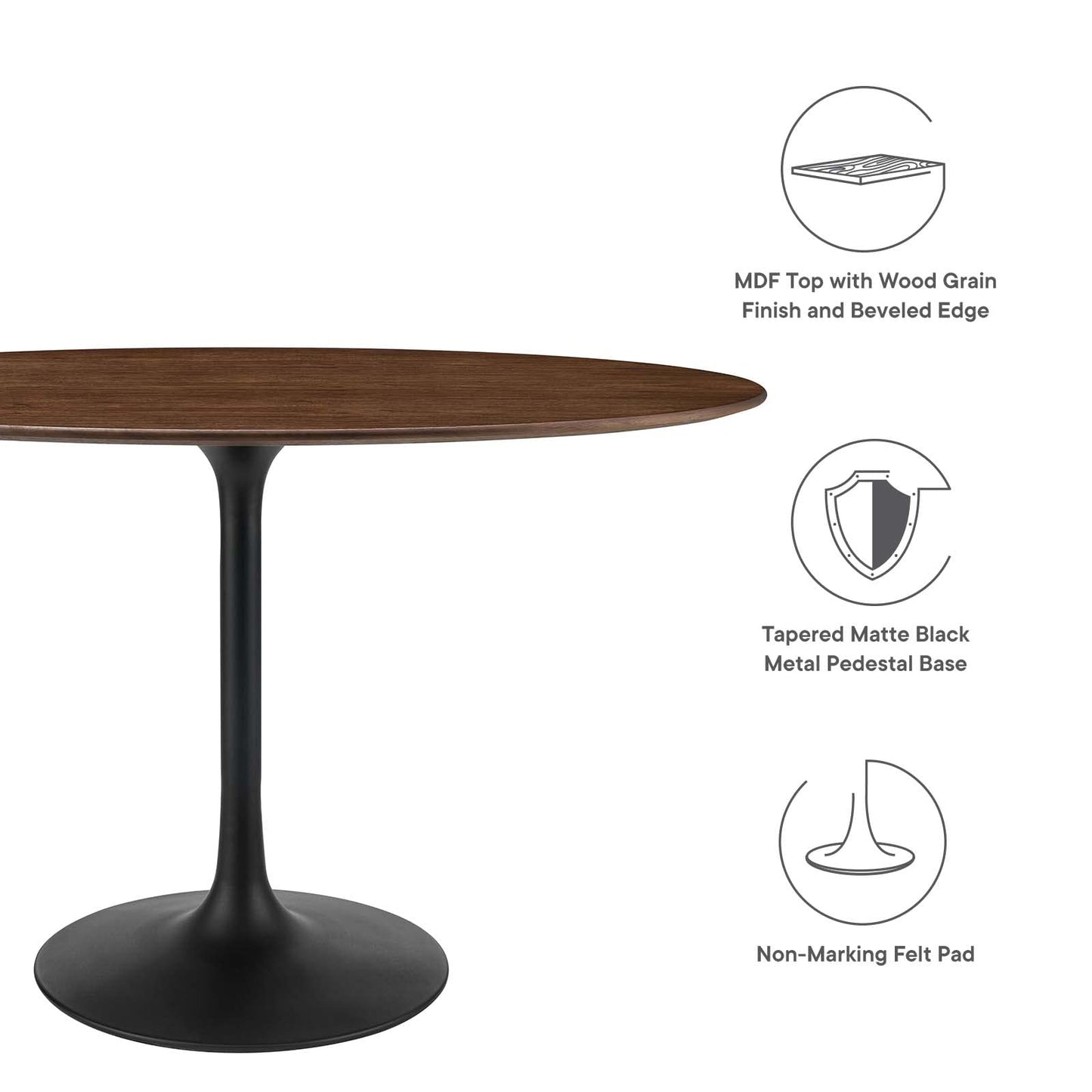 patio dining tables | CasaFoyer Lippa 48 Oval Walnut Dining Table | Timeless Modern Design | Walnut Veneer Top | Tapered Metal Base | casafoyer.myshopify.com