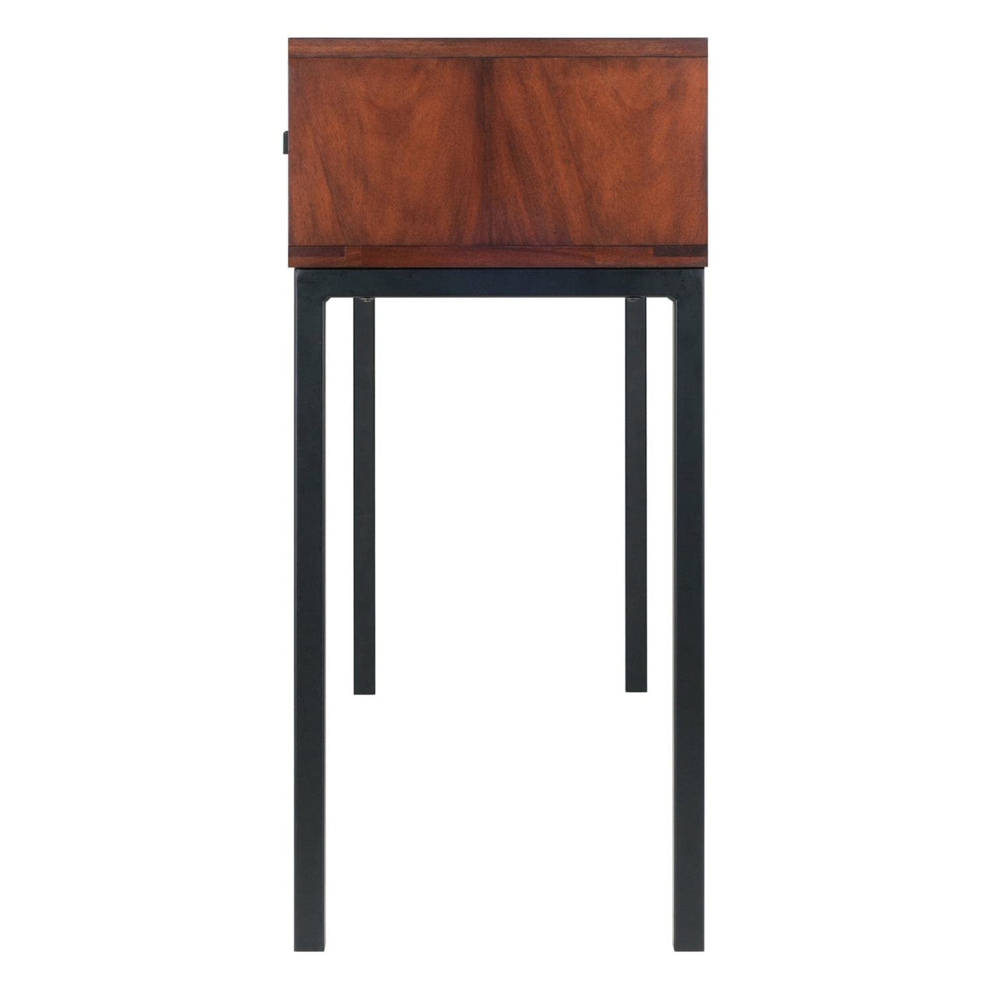 end tables | Ergode Jefferson Console Table | Mosaic Wood-Tile Drawer Panels | Steel Tube Legs | 2 Drawers | Nutmeg Wood Finish | Satin Black Coating | casafoyer.myshopify.com