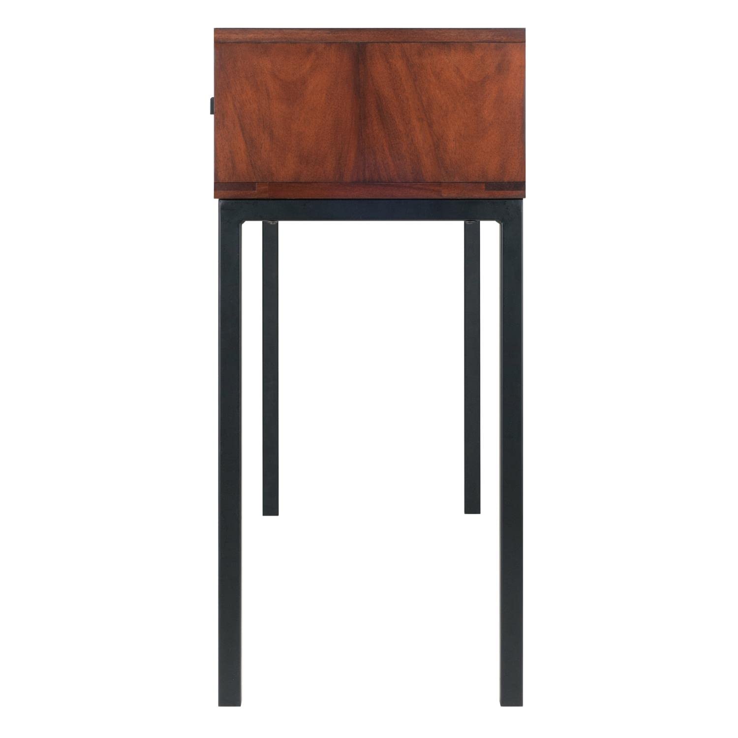 end tables | Ergode Jefferson Console Table | Mosaic Wood-Tile Drawer Panels | Steel Tube Legs | 2 Drawers | Nutmeg Wood Finish | Satin Black Coating | casafoyer.myshopify.com