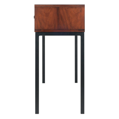 end tables | Ergode Jefferson Console Table | Mosaic Wood-Tile Drawer Panels | Steel Tube Legs | 2 Drawers | Nutmeg Wood Finish | Satin Black Coating | casafoyer.myshopify.com