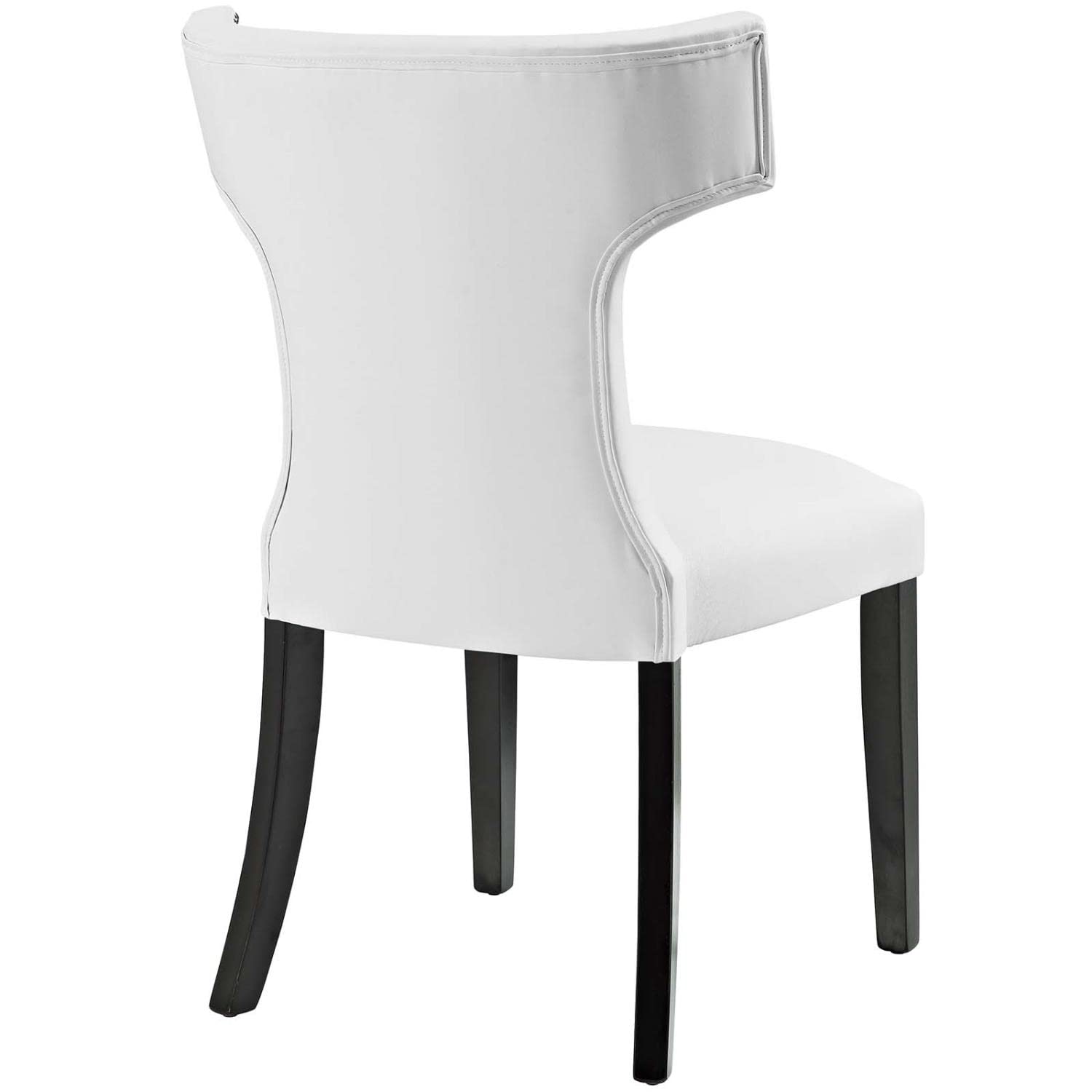 home office desk chairs | CasaFoyer Curve Dining Side Chair | Elegant Vinyl Upholstered Chair with Nailhead Trim | Dense Foam Padding | Non-Marking Foot Caps | White | casafoyer.myshopify.com