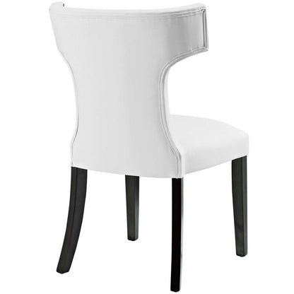 home office desk chairs | CasaFoyer Curve Dining Side Chair | Elegant Vinyl Upholstered Chair with Nailhead Trim | Dense Foam Padding | Non-Marking Foot Caps | White | casafoyer.myshopify.com