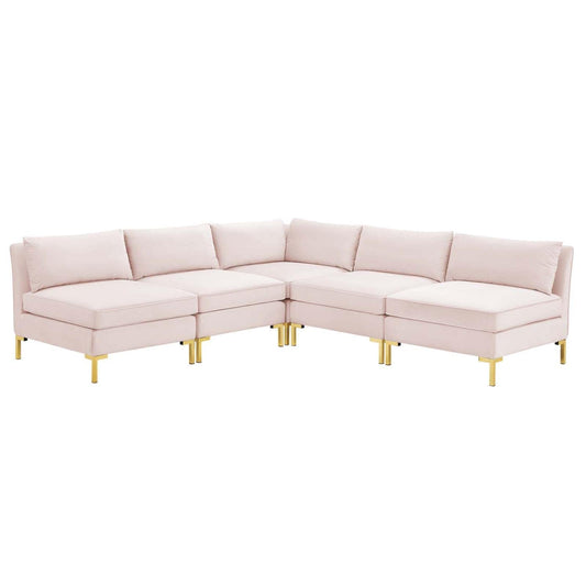 kitchen and dining room sets | CasaFoyer Ardent Performance Velvet 5-Piece Sectional Sofa | Vintage Modern Glam Deco Style | Stain-Resistant | Multiple Configurations | Gold Metal Legs | 440 lbs Weight Capacity | casafoyer.myshopify.com