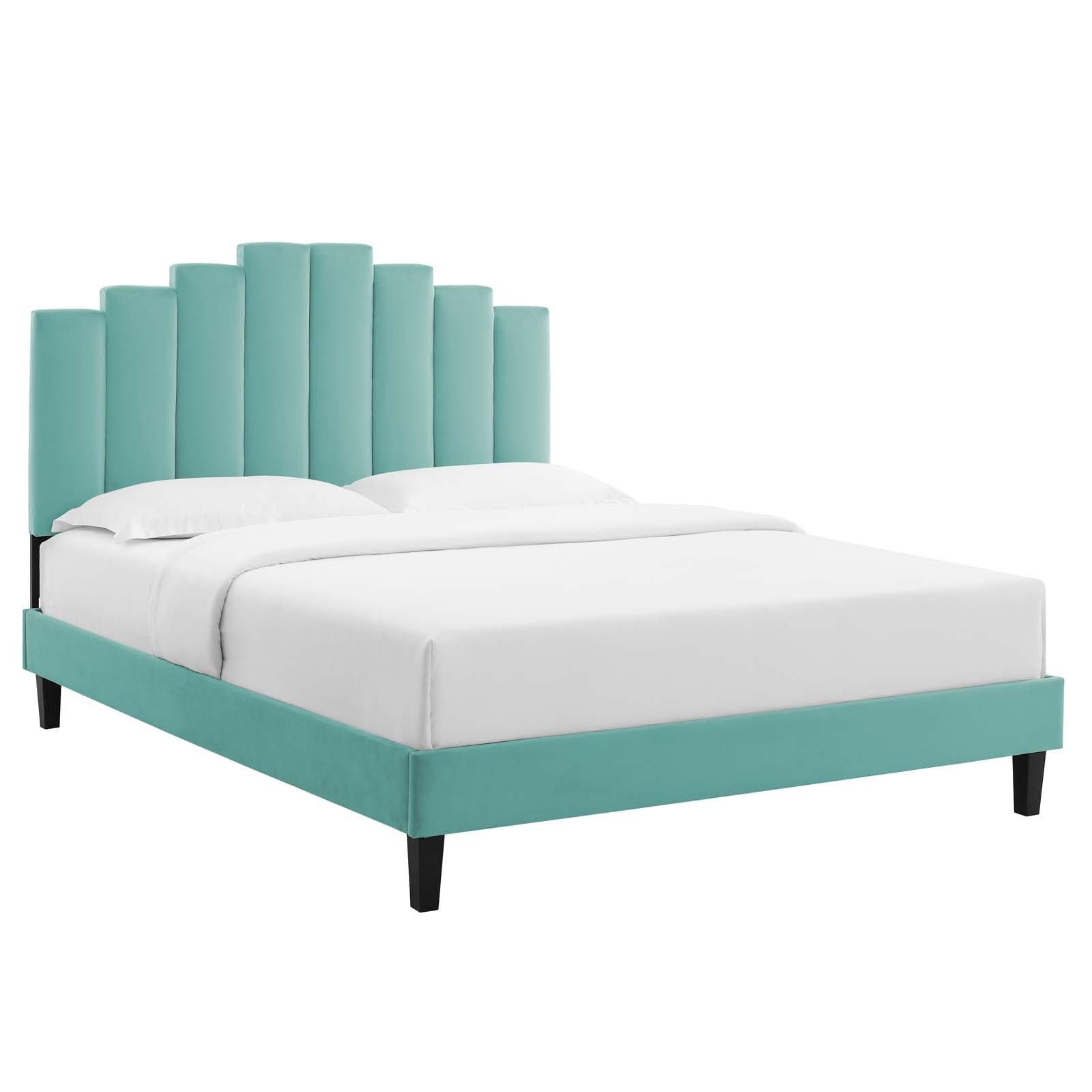 adjustable bed bases | CasaFoyer Elise Performance Velvet Full Platform Bed | Glamorous Art Deco Style | Stain-Resistant Velvet | Memory Foam Compatible | Sturdy & Stable Design | casafoyer.myshopify.com