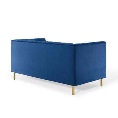 sofas | CasaFoyer Shift Channel Tufted Performance Velvet Living Room Loveseat | Elegant Deco Design | Vertical Tufted Details | Stain-Resistant Upholstery | Gold Stainless Steel Legs | Assembly Required | 600 lbs Weight Capacity | casafoyer.myshopify.com