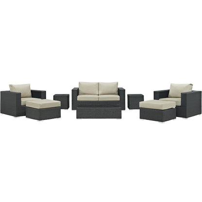 kitchen and dining room sets | CasaFoyer Sojourn Outdoor Patio Furniture Set | Sunbrella Cushions | Synthetic Rattan | UV Protection | Aluminum Frame | Coffee Table, Loveseat, Armchairs, Ottomans, Side Tables | casafoyer.myshopify.com