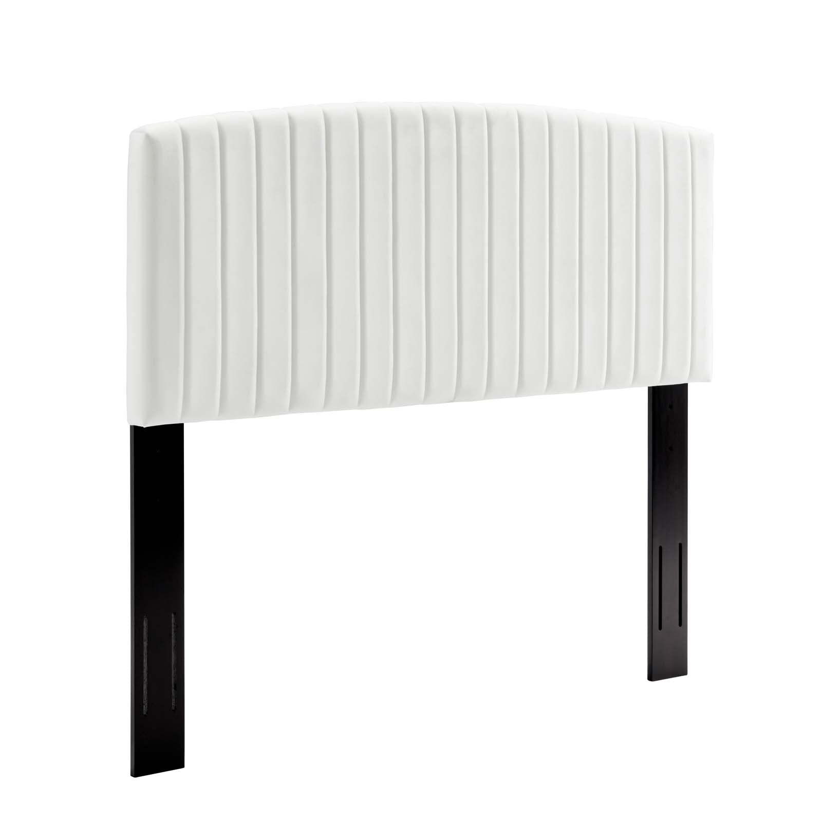 Bed | CasaFoyer Rebecca King/California King Channel Tufted Performance Velvet Upholstered Headboard | Elegant, Durable, Customizable | White | casafoyer.myshopify.com