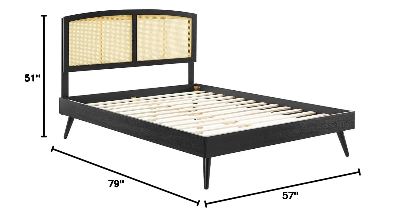 Bed | CasaFoyer Sierra Woven Cane Rattan Wood Full Platform Bed | Serene Island Vibe | Mid-Century Modern Design | Durable Construction | No Box Spring Needed | casafoyer.myshopify.com