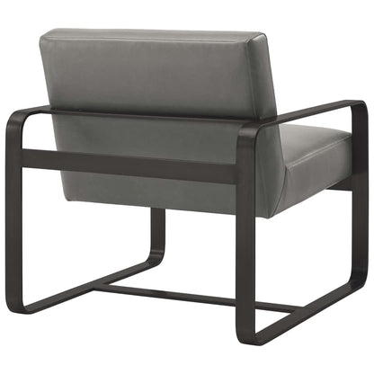 home office desk chairs | CasaFoyer Astute Armchair | Contemporary Design | Faux Leather Upholstery | Gray Stainless Steel Frame | Comfortable & Chic Lounge Chair | casafoyer.myshopify.com