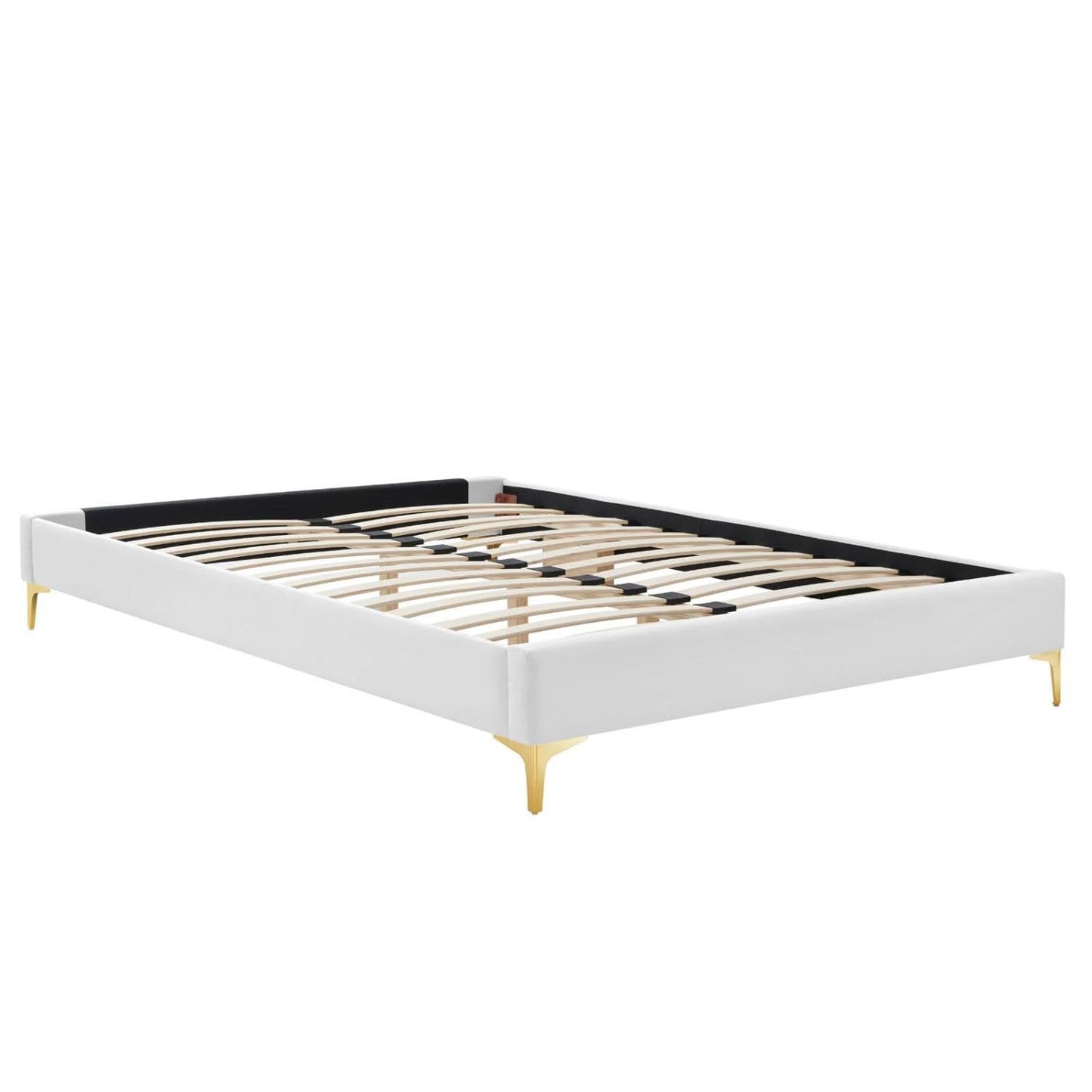 bed frames | CasaFoyer Sutton Performance Velvet Queen Bed Frame | Stain-Resistant | Durable | Supports Memory Foam, Innerspring, Latex, Hybrid Mattresses | Gold Metal Legs | Reinforced Center Beam | Assembly Required | 800 lbs Weight Capacity | casafoyer.myshopify.com