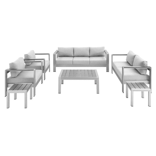 kitchen and dining room sets | CasaFoyer Shore Aluminum 7 Piece Outdoor Patio Furniture Set | Sturdy Anodized Frames | Sunbrella Fabric Cushions | Reliable Functionality | casafoyer.myshopify.com