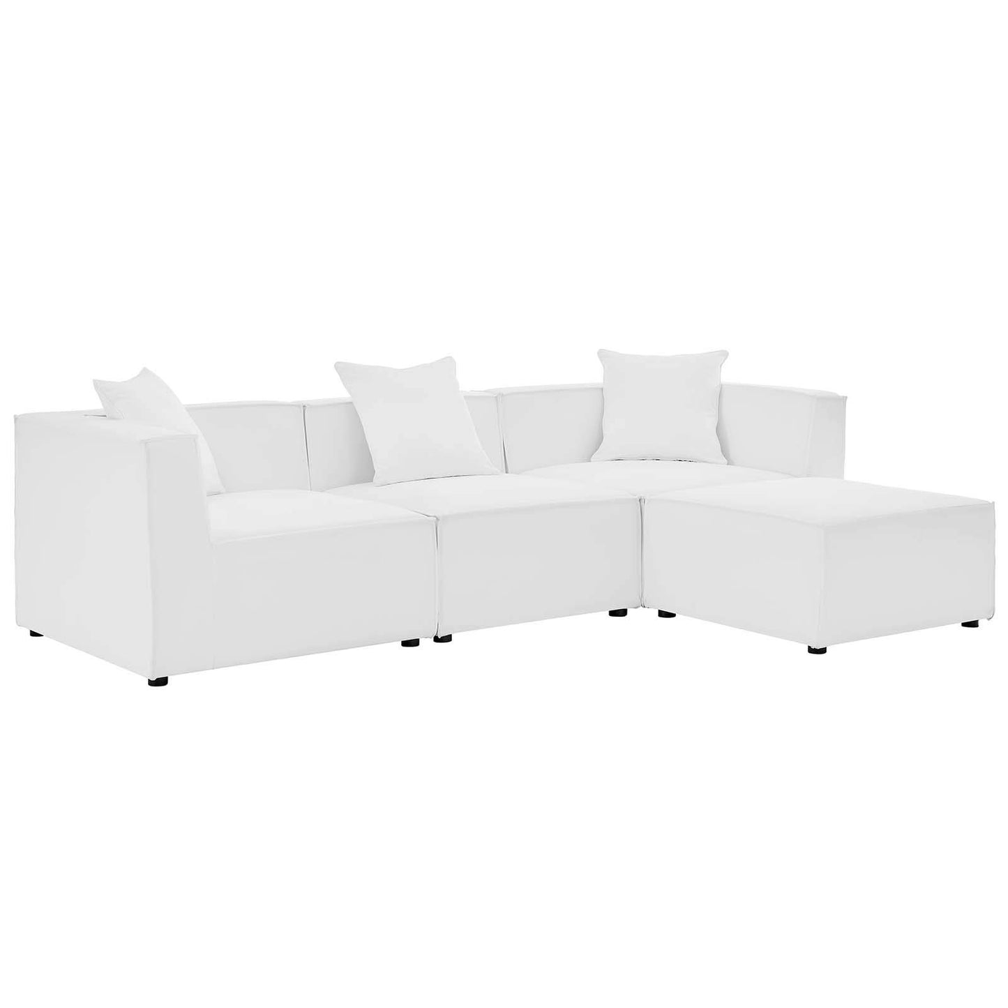 kitchen and dining room sets | CasaFoyer Outdoor Patio Saybrook Upholstered 4-Piece Sectional Sofa | Comfortable | Durable | Weather-Resistant | Elegant Design | Porch, Deck, Poolside, Patio | Includes Armless Chair, Ottoman, Corner Chairs | Supports up to 300 lbs | White | casafoyer.myshopify.com
